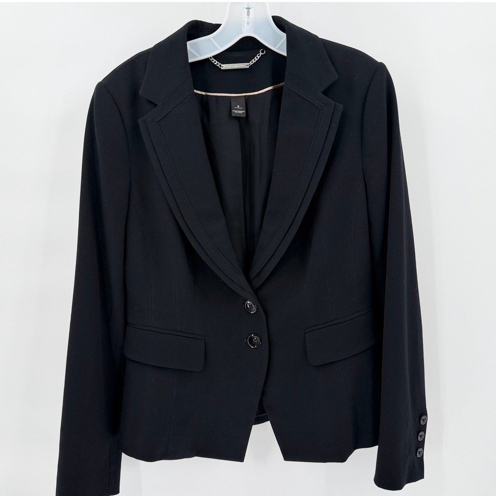 WHITE HOUSE BLACK MARKET Black Layered Lapel Two Button Tailored Blazer Jacket 8